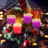 20 Packs Advent Candles with Clear Glass Holder, 15 Purple and 5 Pink Votive Candles, Unscented Seasonal Celebration Candles for Christmas Table Decoration