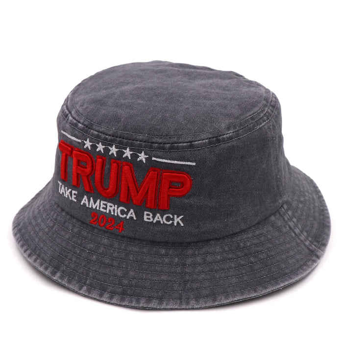 Trump Hat 2024 MAGA Hat Patriotic Bucket Hat for Men Women Donald Trump Take America Back Embroidery Trump Bucket Hat