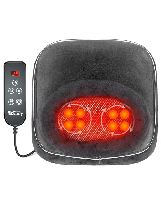 Muzcody Upgrade 2-in-1 Foot and Back Massager with Heat, Foot Massager Machine with Adjustable Kneading and Heating Levels, 15/30/45 Mins Auto Shut-off Foot Warmer, Heating Pad for Multiple Areas Use.