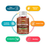 Nutriissa Flaxseed Chewable 60 Gummies Fiber Supplement | Gummy Vitamins | Digestive Health | Probiotic Gummies | Gluten-Free - Flax Probiotics for Digestive Health, Constipation & Bloating - 6000mg