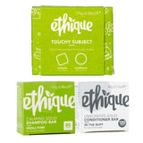 Ethique Touchy Scalps Giftpack- Dandruff Shampoo Bar & Conditioner Bar Set for Dry, Flakey & Itchy Scalps -Vegan, Eco-Friendly, Plastic-Free, Cruelty-Free, 6 oz (Set of 2)