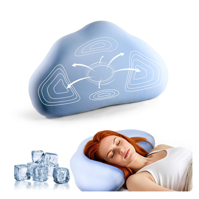 Cloud Contour Memory Foam Pillow Ergonomic Design for Sleeping Comfortably and Reducing Snoring Neck and Cervical Pillow with Cooling Pillowcase Blue