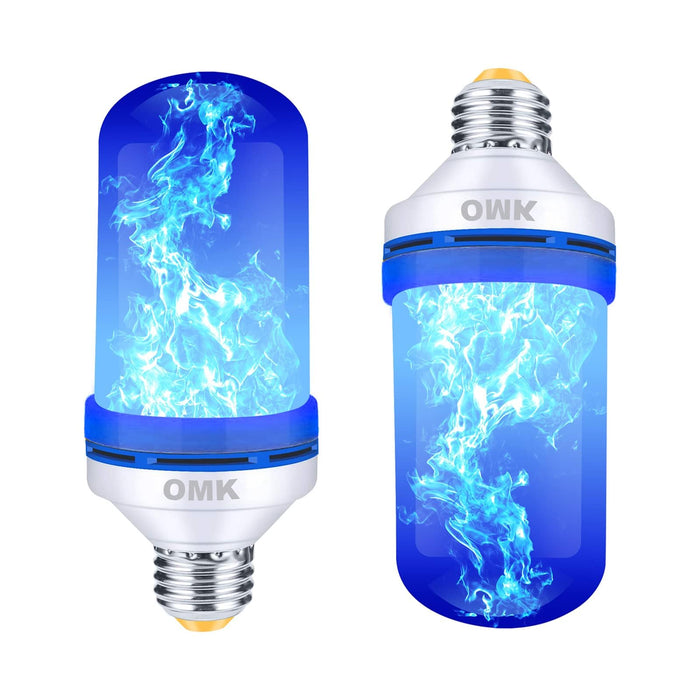 OMK - Blue Flame Christmas Decor LED Flame Effect Light Bulbs - Newest Upgraded 4 Modes Fire Simulated Lamps - Christmas Gifts, Party, Indoor/Outdoor Decoration Lights (Blue 2)