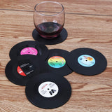 homEdge Vinyl Record Coasters, 6 Pieces of Retro Style Vinyl Coasters