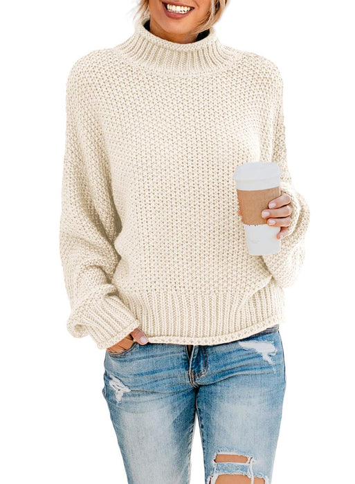 Dokotoo Womens Turtleneck Sweaters Batwing Long Sleeve Fall Clothes for Women 2024 Solid Casual Winter Outifits Loose Oversized Sweater Chunky Knit Christmas Sweaters Jumper Beige Blouses X-Large