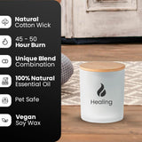 Natur IX Healing Candle for Home Scented | Sage & Eucalyptus Candle | Clean Non Toxic Candles with Essential Oil | 50 H Long Burning | Aromatherapy Soy Candle Jar with Lid - 8.3oz