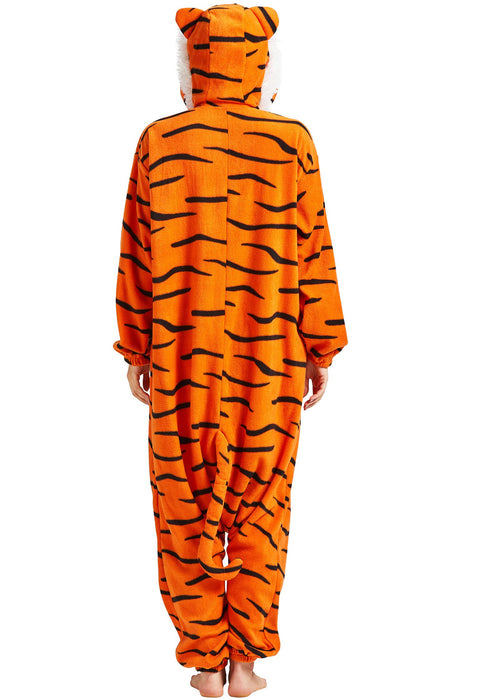 DarkCom Onesie Christmas Pajamas Adult Animal Halloween Costume Cosplay Tiger One Piece Unisex Homewear Polar Fleece Sleepwear Large