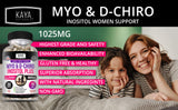 Kaya Naturals Myo & D-Chiro Inositol Plus | Natural Fertility & Estrogen | Most Optimal 40:1 Ratio | Hormonal Balance & Healthy Ovarian Function Support for Women, Vitamin B8-30 Capsules