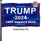 Trump 2024 Flags 3x5 Outdoor Made in USA-Double Sided 3 Ply Heavy Duty Take America Back Trump Flags Banner for Outside with 2 Brass Grommets UV protection Fade Resistant for Indoor Outdoor