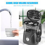 Sawgmore FC166 Water Flosser for Teeth/Braces, 600ml Large Capacity, 10 Adjustable Pressures,8 Home Nozzles Professional Oral Irrigator for Teeth Clean(Black)