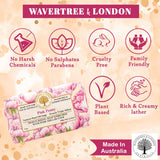 Wavertree & London Pink Peony Scented Natural Soap (2 Bars), 7oz Moisturizing French Triple Milled Soap Bars enriched with shea butter - Pure Plant Oil Bath & Body Soap for All Skin Types