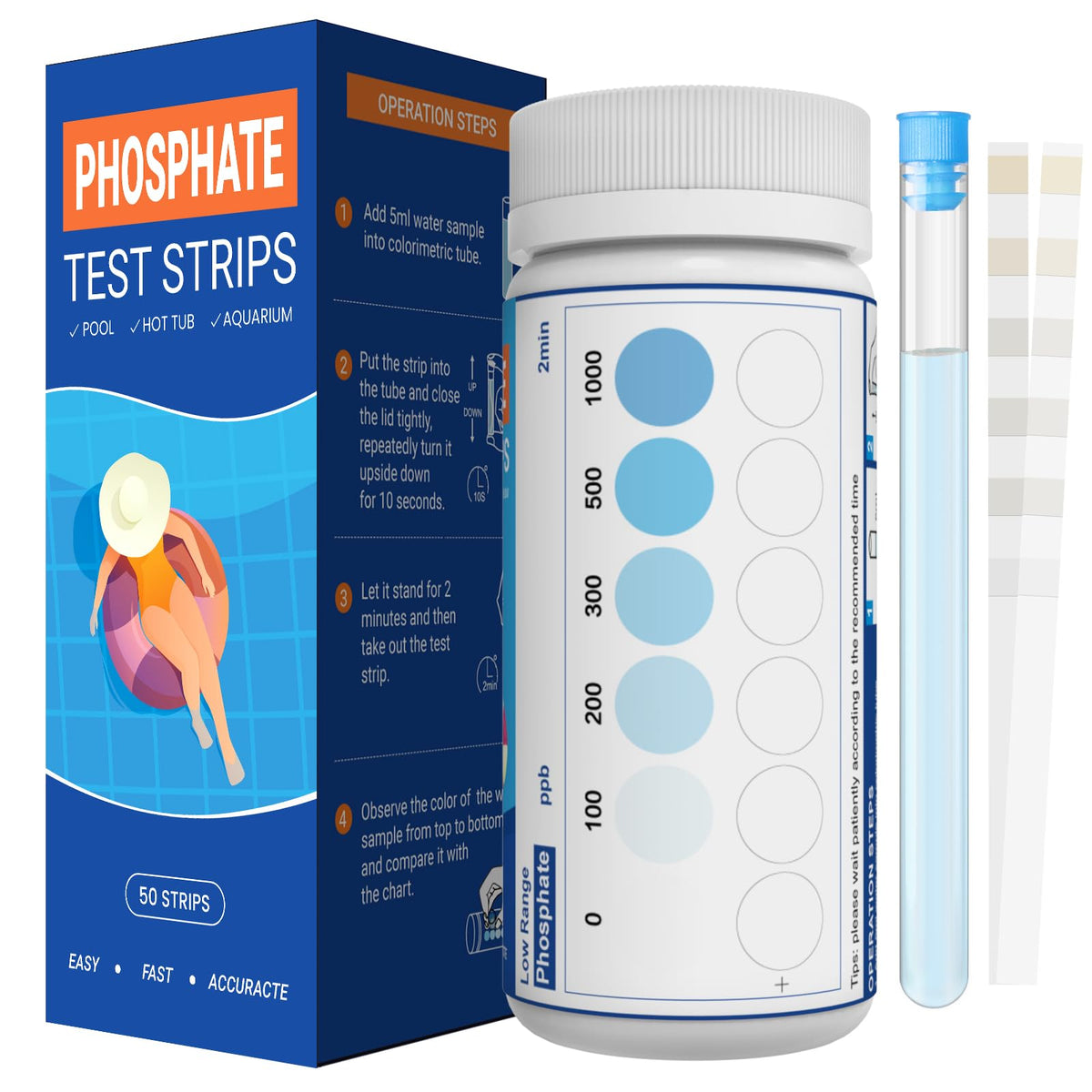 AKSBTEC Phosphate Test Kit - Pool Phosphate Test kit-50 Counts Phospha