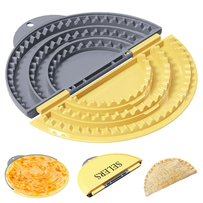 Tortilla Sealer,SELERS,Tacos tortilla crimper Maker Large,Removable & Adjustable 6"-8''-10" Crust,For Burritos,Pasties,Tortilla,Dumplings,Sandwich,Grey Yellow