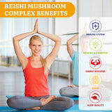 Japanese Reishi Mushroom Complex Supplement 1500mg - Reishi,Chaga,Cordyceps,Lion's Mane,Maitake,Agaricus Mushrooms Extract & 3 Herb,Organic Mushroom Capsules for Immune,Brain,Energy (Pack of 2)