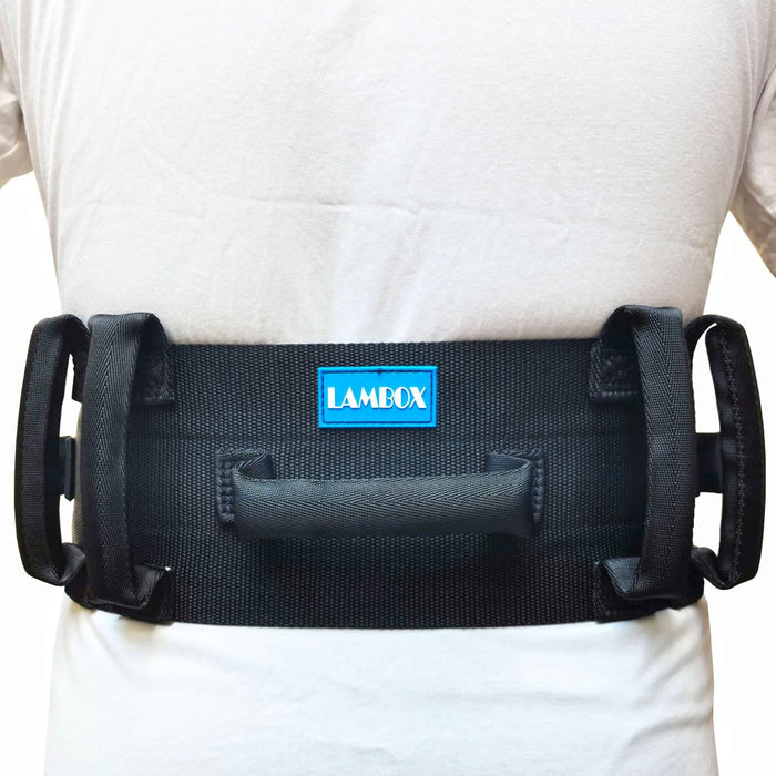 LAMBOX Gait Belt Transfer Belt with 7 Nylon Padded Handles, Medical Nursing Safety Gait Assist Device for Elderly, Seniors, Physical Therapy (7 Soft Black Handles 60",Plastic Release Buckle)