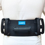 LAMBOX Gait Belt Transfer Belt with 7 Nylon Padded Handles, Medical Nursing Safety Gait Assist Device for Elderly, Seniors, Physical Therapy (7 Soft Black Handles 60",Plastic Release Buckle)