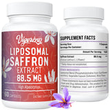 Liposomal Saffron Supplements - 100% Pure Saffron Extract 88.5 mg, Better Bioavailability - 60 Veggie Capsules, Made in USA