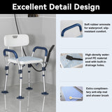 Trondiver Heavy Duty Shower Chair for Inside Shower, Medical Shower Seats for Adults and Elderly, Sturdy and Non-slip Chair Legs with Adjustable Height, Easy Assembly, Safe Bathing Solution(Blue)