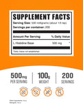 BulkSupplements.com L-Histidine Powder - L-Histidine Base - Histidine Supplement - L Histidine 500mg - Immune Support Supplement - Amino Acids Supplement - 500mg per Serving (100 Grams - 3.5 oz)
