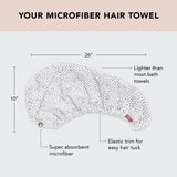 Kitsch Microfiber Hair Towel Wrap for Women - Quick Dry Towel | Microfiber Towel for Hair | Hair Drying Towel Wrap for Long Hair | Hair Towels | Hair Turban Towel for Wet Hair (Micro Dot)