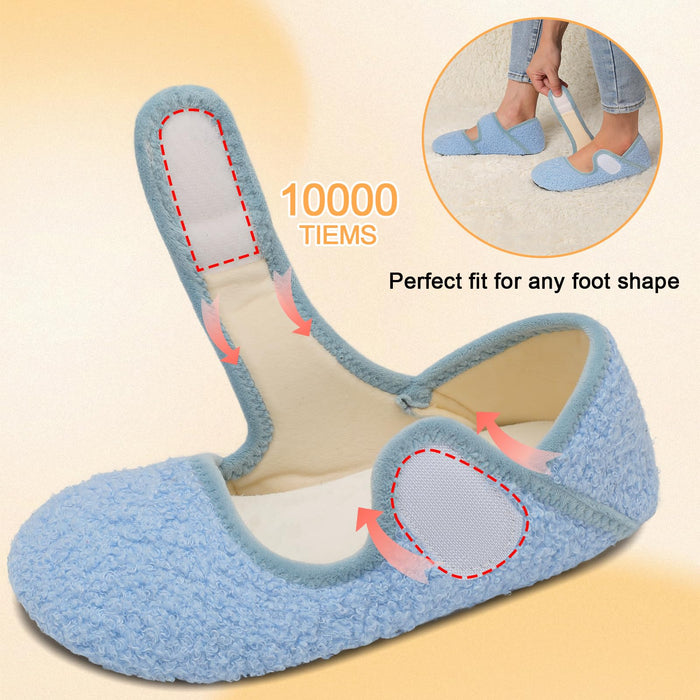 Diabetic Socks Slippers for Women Barefoot House Shoes Adjustable Wide Slippers Shoes Non-Slip Elderly Women Senior Mom Essentials Slippers Slip on House Slippers Size