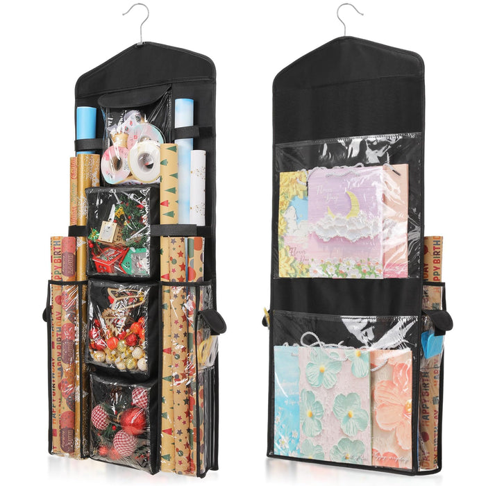 EXLIFBAG Wrapping Paper Storage, Double-Sided Hanging Storage, Black