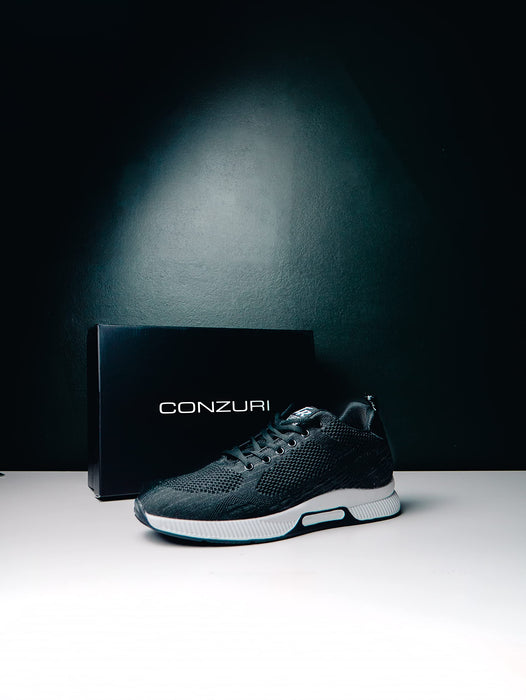 Conzuri Official V2 Cloud Runners Shoes for Men-Height Increasing Shoes Elevate Your Height by 2.4 Inches-Elevator Shoes for Casual/Professional Settings Stealth Black