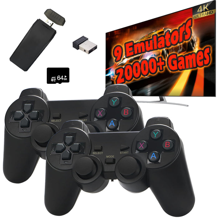 Retro Game Console, Plug and Play Video Game Console Built in 20000+ Games,9 Classic Emulators, 4K High Definition HDMI Output for TV with Dual Controllers