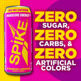 Spike High-Altitude Energy - 350 mg Caffeine, 800 mg Beta-Alanine, 1000 mcg Vitamin B12 - Sugar-Free Strawberry Lemonade 16 oz (Pack of 12)