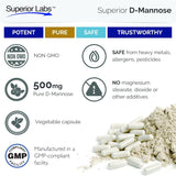 Superior Labs – Best D-Mannose NonGMO Dietary Supplement – 500mg, 120 Vegetable Capsules – Powerful Prebiotic – Boosts Urinary Tract Health – Supports Digestive Health & Liver Function