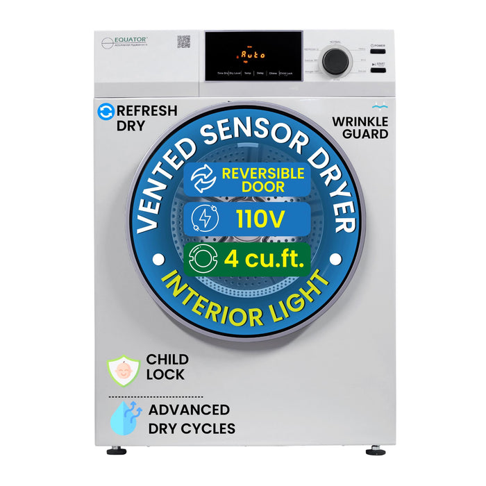 Equator Deluxe 24" VENTED Sensor Dryer 4 cu.ft Touch Control 110V DIGITAL
