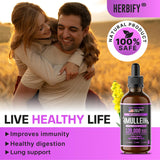 HERBIFY Mullein Drops - Lung Cleanse - Leaf Extract - Powerful Mullein for Immune Support,Detox & Respiratory Support - Made in USA - Herbal Supplements - 4 Oz Grape Flavor