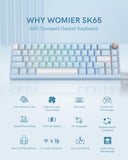 Womier SK65 Wireless Mechanical Gaming Keyboard, 60 Percent Retro Creamy Blue Aluminium Keyboard, Bluetooth 5.0/2.4GHz/USB-C Wired Hot Swappable Custom RGB Backlit Keyboard for Mac Computer PC