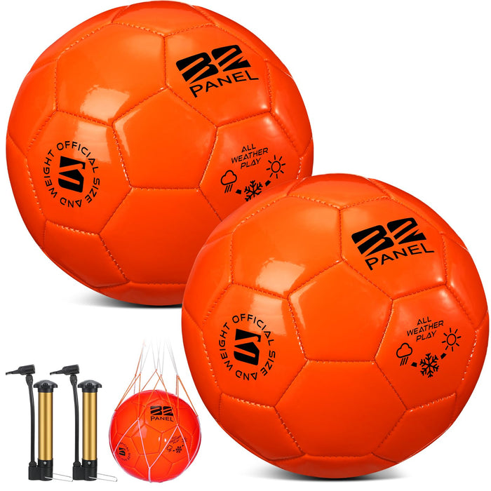 Shappy 2 Pcs Operation Christmas Soccer Balls Bulk with Pump, Mesh Bag Official Size 3 4 5 Indoor Outdoor Soccer Ball for Game Practice Training Sport Soft Soccer Gift for Child Adult(Size 3,Orange)