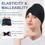 EXQUISLIFE Migraine Headache Relief Cap, Gel Ice Head Wrap, Hot and Cold Therapy, Headache Eyes Mask for Sinus, Puffy Eyes, Tension and Stress Relief (Dark Black)