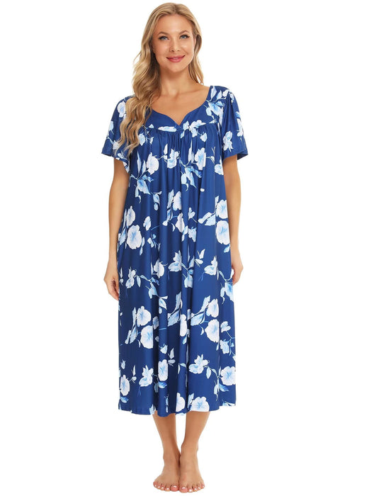 Bloggerlove Moo Moos Patio Dress Florar Nightgown Plus Size Dresses for Elderly Women House Dresses