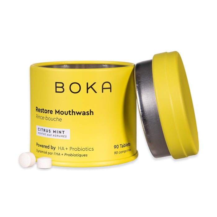 Boka Travel Size Mouthwash Tablets- Hydroxyapatite, Fluoride Free, Alcohol Free & Eco-Friendly- Chewable Tablet to Freshen & Kill Bad Breath Quickly, Remineralize Teeth Cleansing- 90 Pck, Citrus Mint