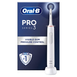 ORAL-B Pro 3 Electric Toothbrushes For Adults, Fathers Day Gifts For Him / Her, 1 Cross Action Toothbrush Head, 3 Modes with Teeth Whitening, 2 Pin UK Plug, 3000, White