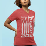 shop4ever Trump Flag 2024 Women's V-Neck T-Shirt X-Large Heather Red