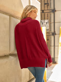 LILLUSORY Women's Christmas Red Turtleneck Oversized Holiday Tunic Fall Winter Sweaters Dress 2024 Batwing Pullover Knit Tops