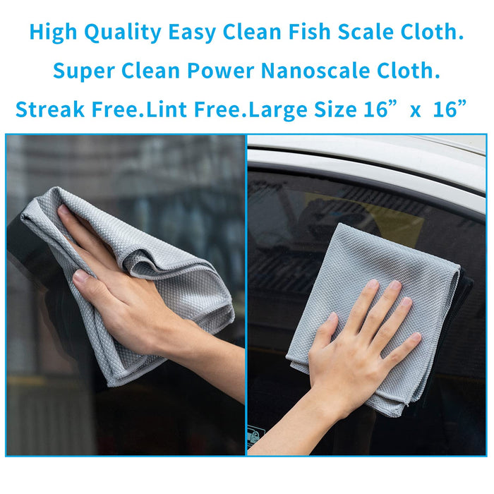 Nanoscale Cleaning Cloth,Easy Clean Fish Scale Microfiber Glass Cleaning Cloths Streak Free for Window Car Mirrors Windshield Lint Free Microfiber Polishing Cleaning All-Purpose Towel Pack of 6(Green)