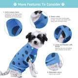 Comwish Dog Recovery Suit, Professional Dog Surgery Suit Post Spay, Neuter, Abdominal Surgical Suit for Male Female Dogs Can Pee, Prevent Licking Soft Breathable Cotton Covers Wound (Blue, Medium)