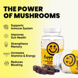 Happy Caps Functional Mushroom Gummies - Lions Mane, Cordyceps, Chaga, Reishi - Immune System Booster & Nootropic Brain Supplement - 60 Gummies (1)