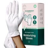 Clearbody Organics Small White Organic Cotton Gloves 5 Pairs (10 Pcs) – 100% Organic Cotton Gloves for Dry Hands –Reusable Moisturizing Gloves for Cracked Hands Repair