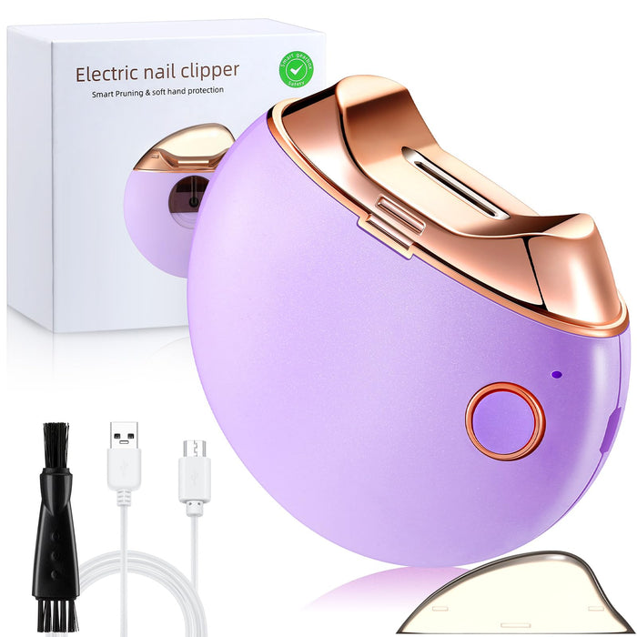 Minatee Automatic Nail Clipper, Electric Nail Clippers Safety Fingernail Cutter Nail Trimmer Nail Scissors Gift for Caregivers, Elderly, Adults, Children, Care Communities(Purple)