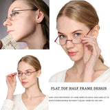 Viseng Half Frame Reading Glasses for Women Men Slim Half Moon Lens Readers Metal 3 pack Semi Rimless eyewear +3.5