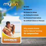 MyTan Bronze Tanning Pills | 100 Softgels | Sunless Tan Supplement | With Astaxanthin Lutein Lycopene And More | Over 7-Week Supply