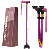 LIXIANG Walking Cane for Women for Stability Seniors Balance Folding Foldable Canes for Men Heavy Duty Adjustable Travel Collapsible Fashionable Fancy Decorative Unique Cool Cane Purple