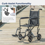 Drive Medical TR37E-SV Lightweight Folding Transport Wheelchair with Swing-Away Footrest, Silver