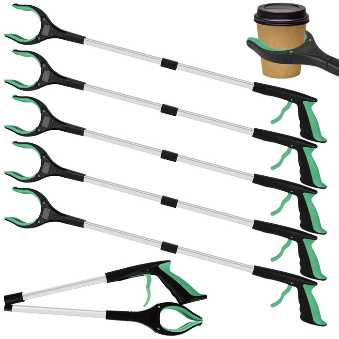 Tottist 6 Pack Grabber Reacher Tool for Elderly, 32" Extra Long Litter Stick Lightweight Handy Claw Grabber for Arm Extension Garbage Gripper Trash Pick up Litter Picker Garden(Green)